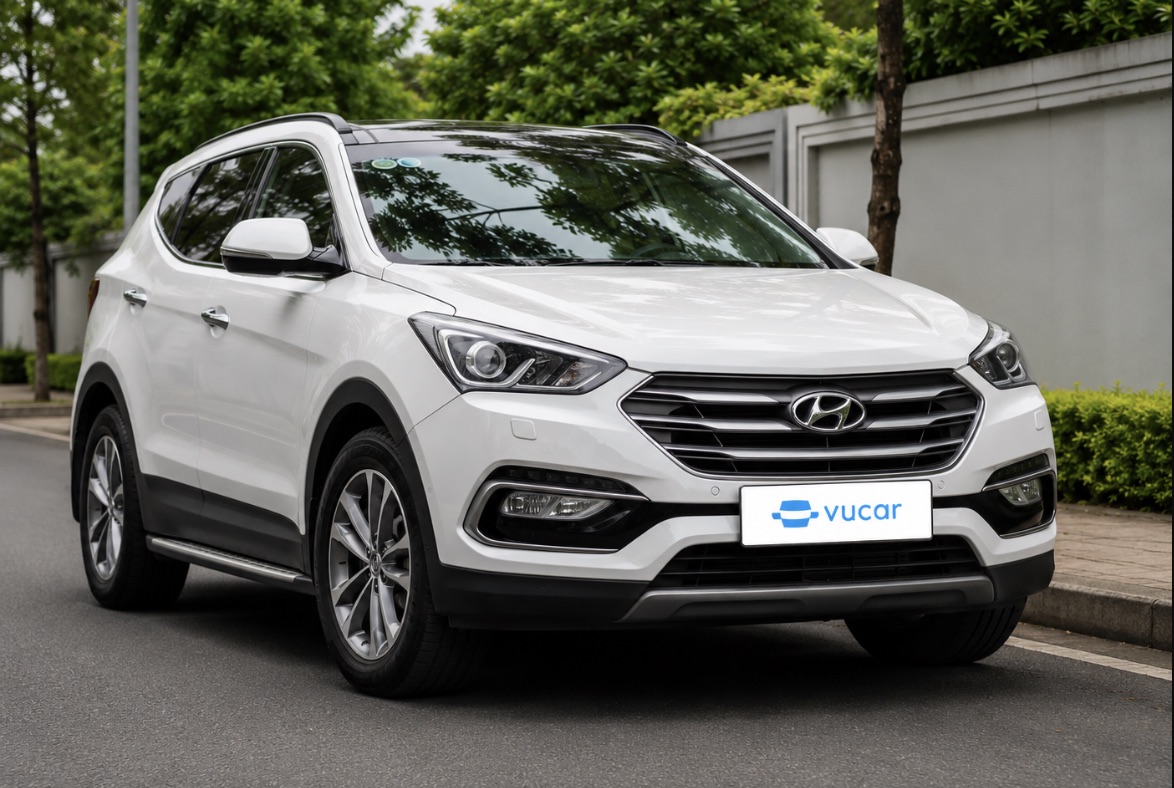 Hyundai Santafe 2018 màu trắng — ảnh minh hoạ dòng xe trong câu chuyện